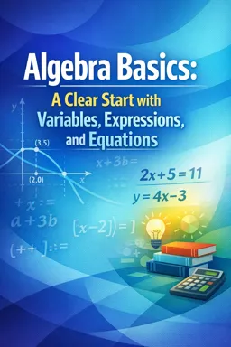 Free Ebook cover Algebra Basics: A Clear Start with Variables, Expressions, and Equations