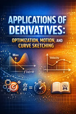 Free Ebook cover Applications of Derivatives: Optimization, Motion, and Curve Sketching