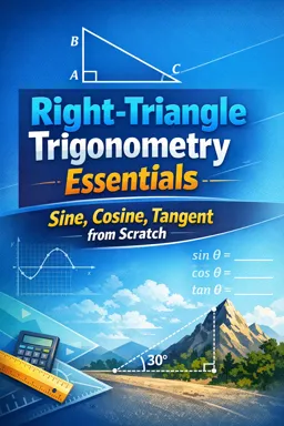 Free Ebook cover Right-Triangle Trigonometry Essentials: Sine, Cosine, Tangent from Scratch
