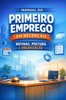 Capa do Ebook gratuito Manual do Primeiro Emprego em Recepção: Rotinas, Postura e Organização