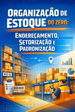 Capa do Ebook gratuito Organização de Estoque do Zero: Endereçamento, Setorização e Padronização