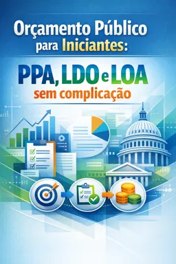 Capa do Ebook gratuito Orçamento Público para Iniciantes: PPA, LDO e LOA sem complicação