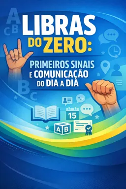 Capa do Ebook gratuito Libras do Zero: Primeiros Sinais e Comunicação do Dia a Dia
