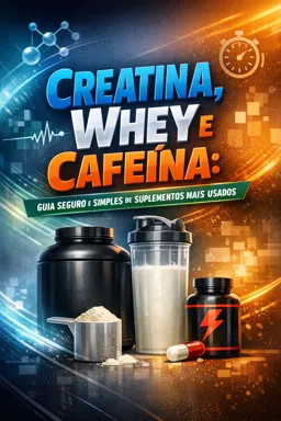 Capa do Ebook gratuito Creatina, Whey e Cafeína: Guia Seguro e Simples de Suplementos Mais Usados