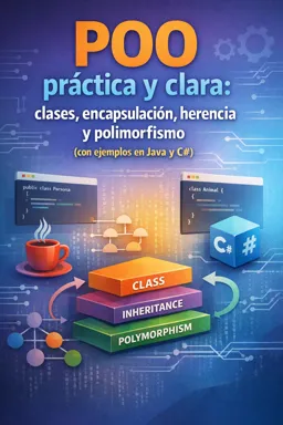 Portada de libro electrónico gratuitaPOO práctica y clara: clases, encapsulación, herencia y polimorfismo (con ejemplos en Java y C#)