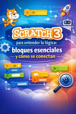 Portada de libro electrónico gratuitaScratch 3 para entender la lógica: bloques esenciales y cómo se conectan