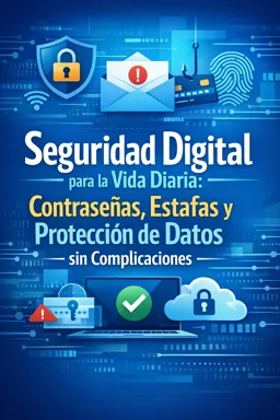 Portada de libro electrónico gratuitaSeguridad Digital para la Vida Diaria: Contraseñas, Estafas y Protección de Datos sin Complicaciones