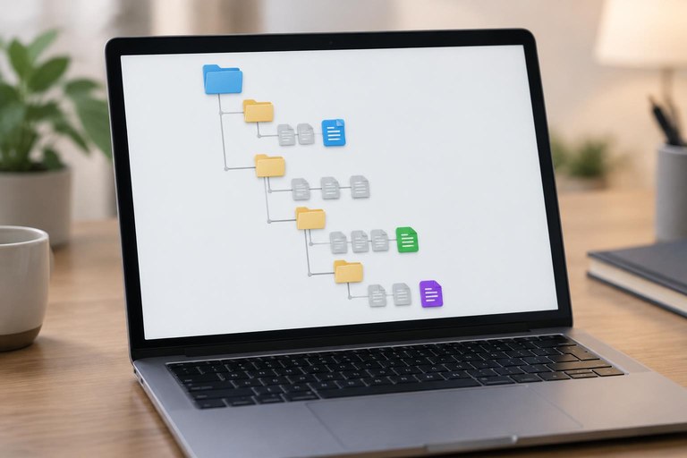 Árvore de pastas de um projeto com arquivos de instruções em três níveis diferentes