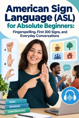 Free Ebook cover American Sign Language (ASL) for Absolute Beginners: Fingerspelling, First 300 Signs, and Everyday Conversations